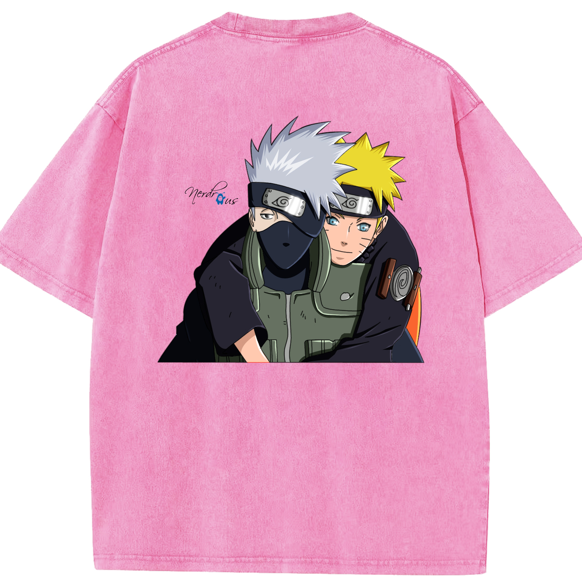 （画像用） NARUTO -ナルト- はたけ カカシ Hatake Kakashi 綿100% ヴィンテージ風 半袖Tシャツ（背面プリント）